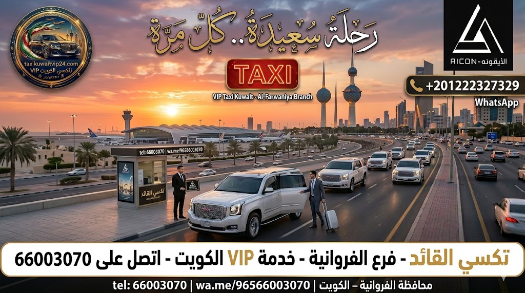 تاكسي الفروانية فرع الكويت خدمة VIP تكسي القائد 66003070 توصيل مطار الكويت الدولي