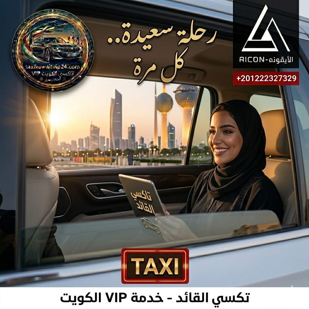 عميلة سعيدة داخل تاكسي الكويت VIP - خدمة تكسي القائد 66003070