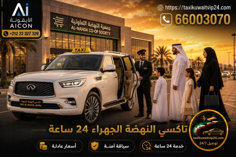 تاكسي النهضة الجهراء 24 ساعة توصيل عائلي فاخر أمام جمعية النهضة 66003070 AICON