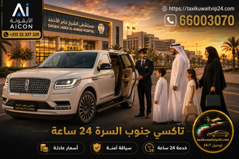 تاكسي جنوب السرة 24 ساعة توصيل عائلي فاخر أمام مستشفى جابر 66003070 AICON