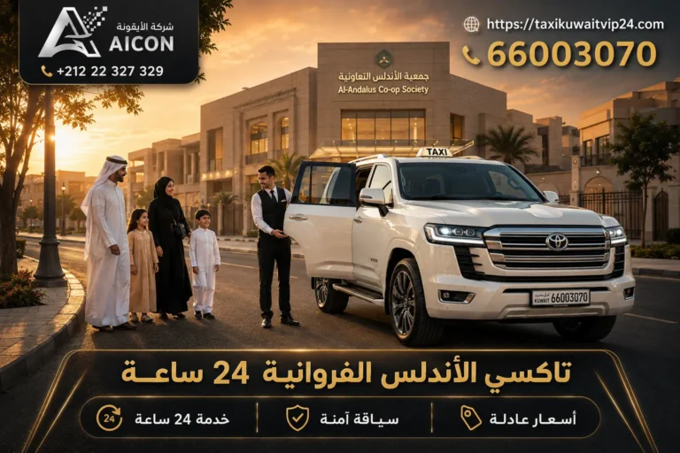 تاكسي الأندلس الفروانية 24 ساعة توصيل عائلي فاخر أمام جمعية الأندلس 66003070 AICON