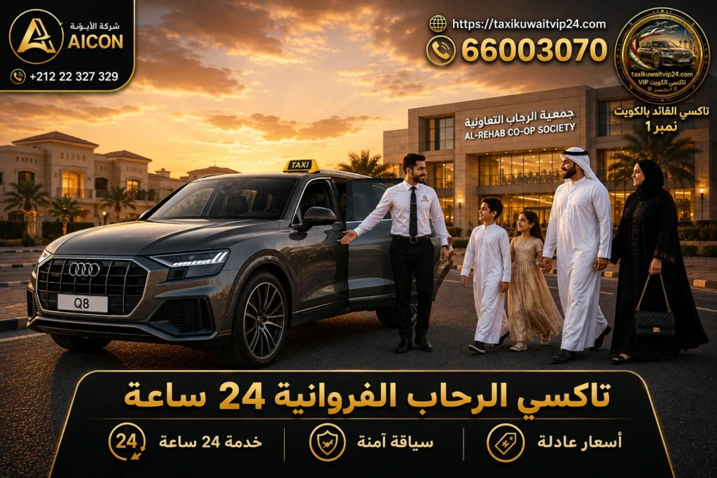 تاكسي الرحاب الفروانية 24 ساعة توصيل عائلي فاخر سيارة أودي أمام جمعية الرحاب 66003070 AICON