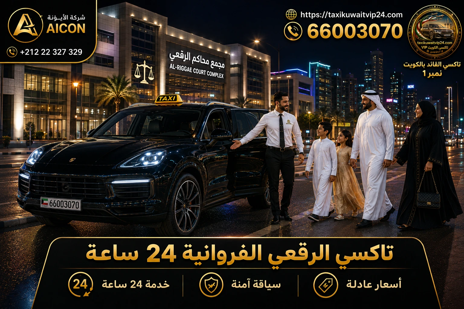 تاكسي الرقعي الفروانية 24 ساعة توصيل فاخر سيارة بورش كايين أمام مجمع محاكم الرقعي 66003070 AICON