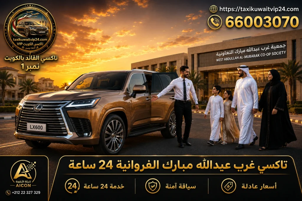 تاكسي غرب عبدالله مبارك الفروانية 24 ساعة توصيل عائلي فاخر أمام جمعية غرب عبدالله مبارك 66003070 AICON